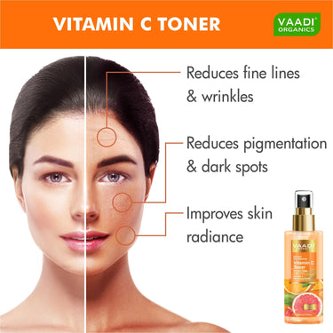 Vaadi Herbals Vitamin C Facial Toner| With Witch Hazel & Niacinamide | Skin Brightening, Hydrating & Anti-Ageing (110 ml)